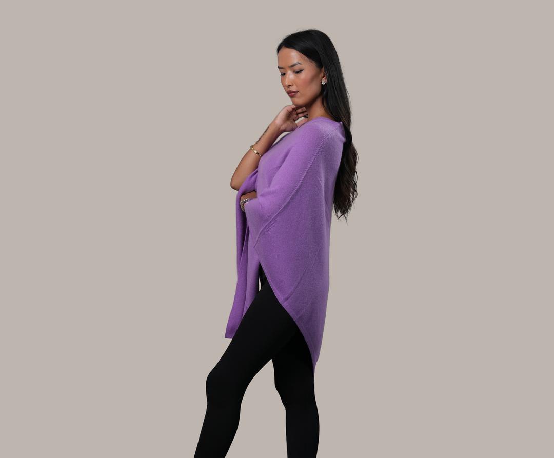 Light Purple Cashmere Plain Poncho