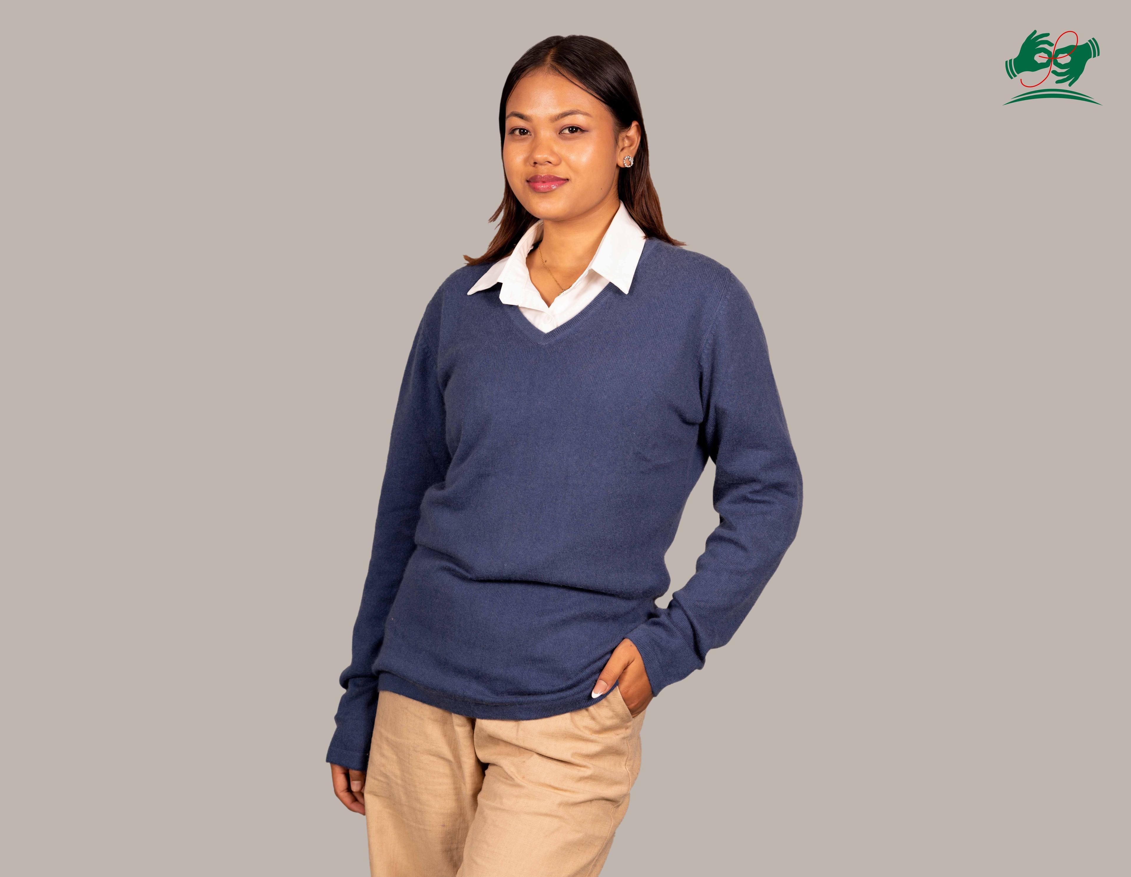 Pure Cashmere Sweater V Neck For Ladies