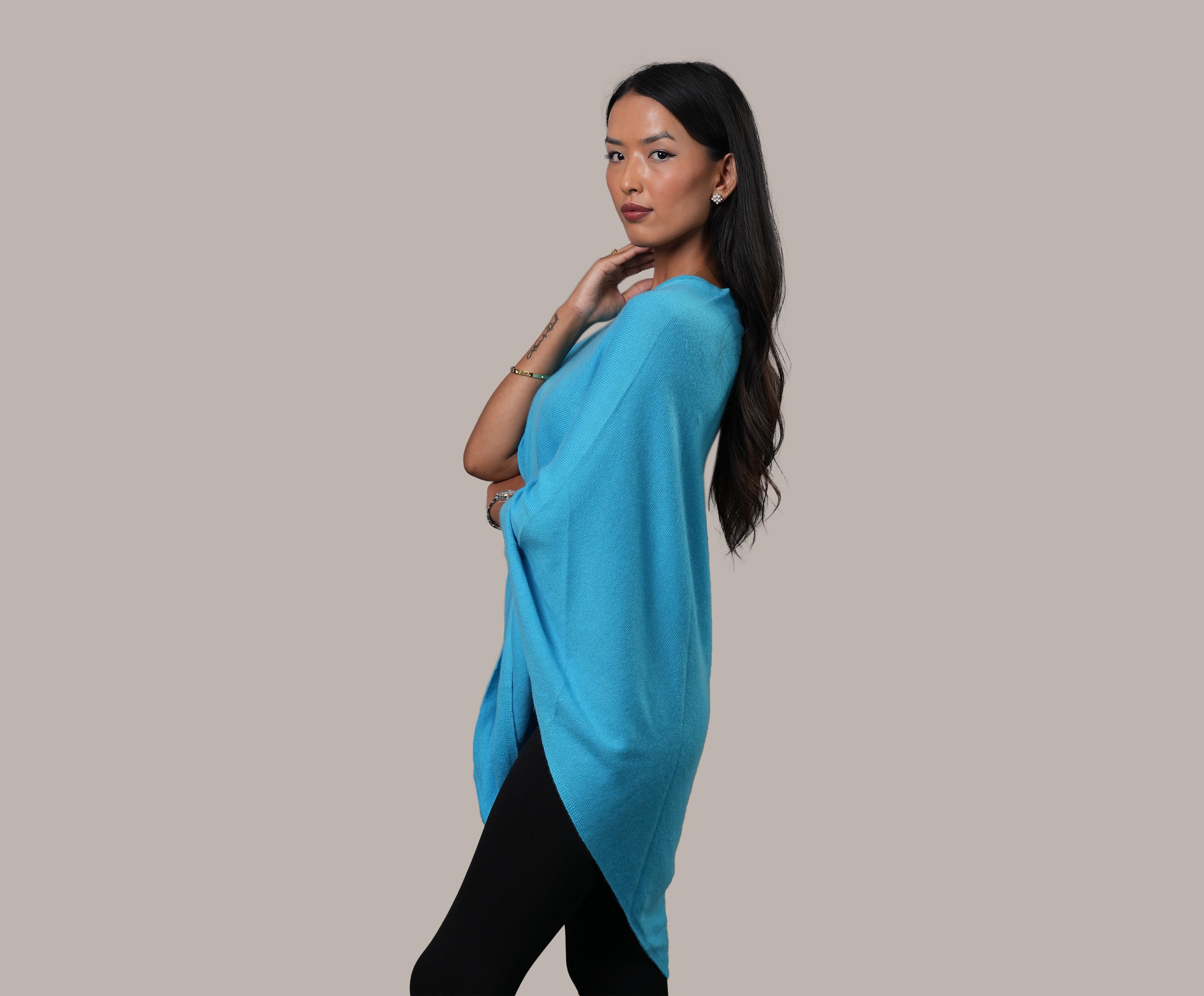 Handwoven Cashmere Plain Poncho
