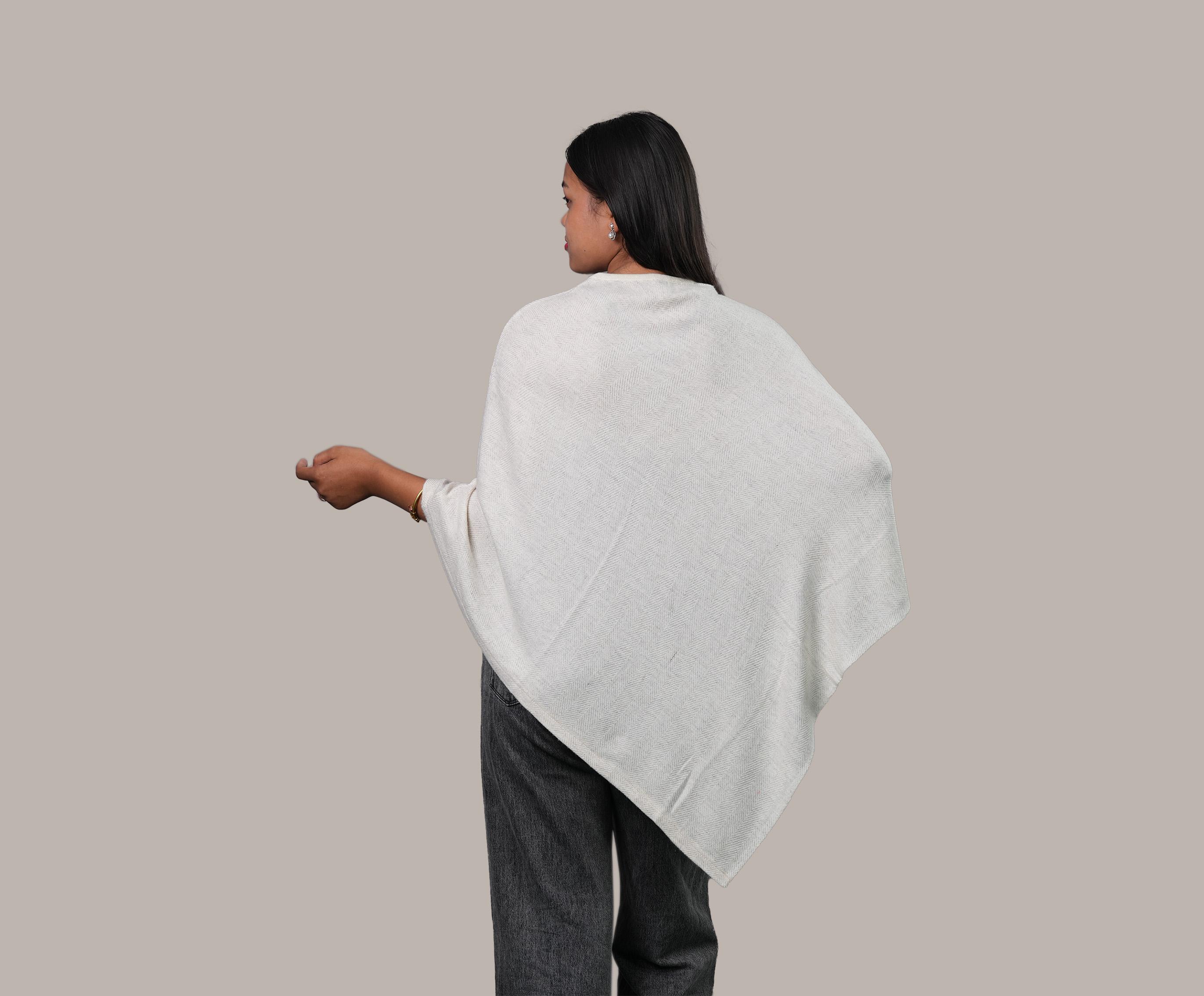 Handwoven Cashmere Plain Poncho
