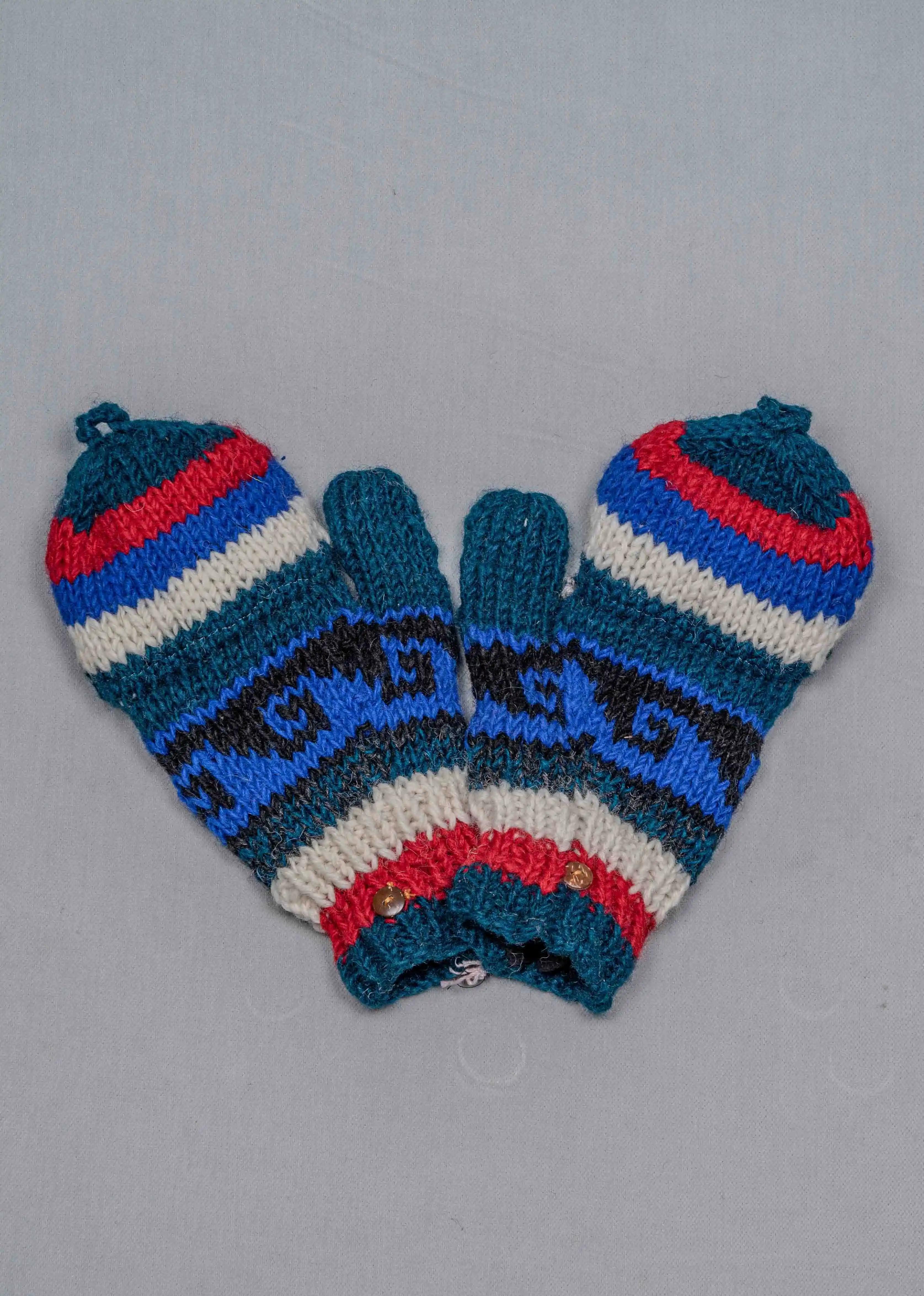 Woolen Gloves Half Finger With Mitten Flap - Sherpa Gloves