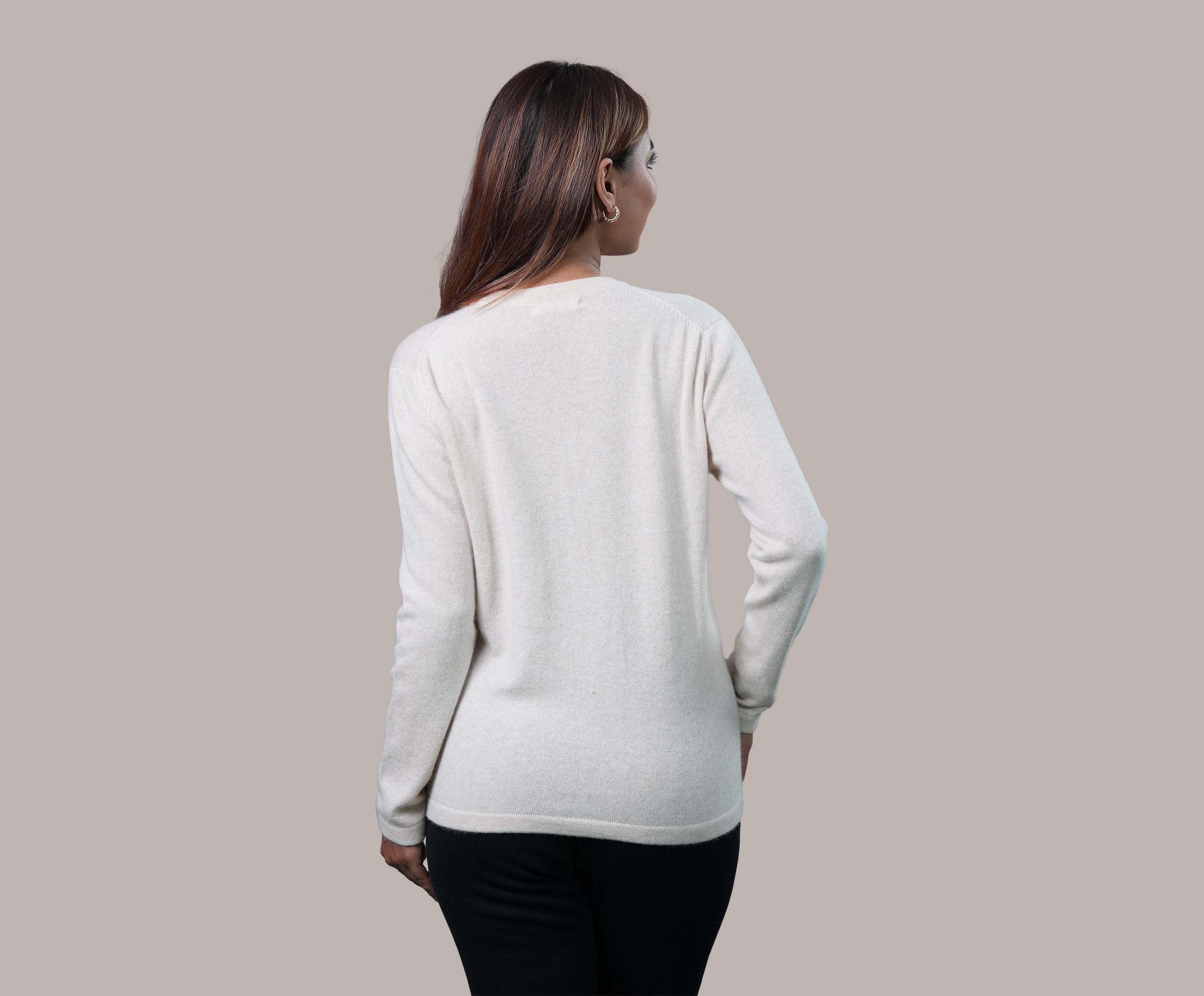 Long Cashmere Cardigan - Round Neck & Front Buttoned