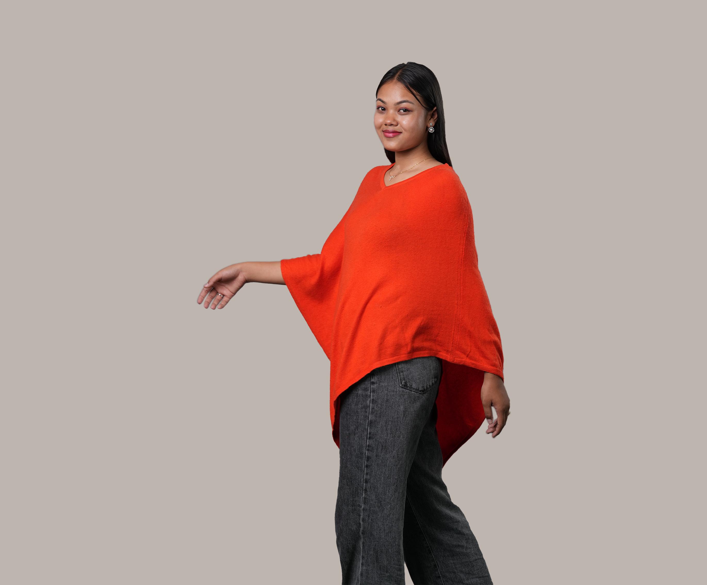 Handwoven Cashmere Plain Poncho