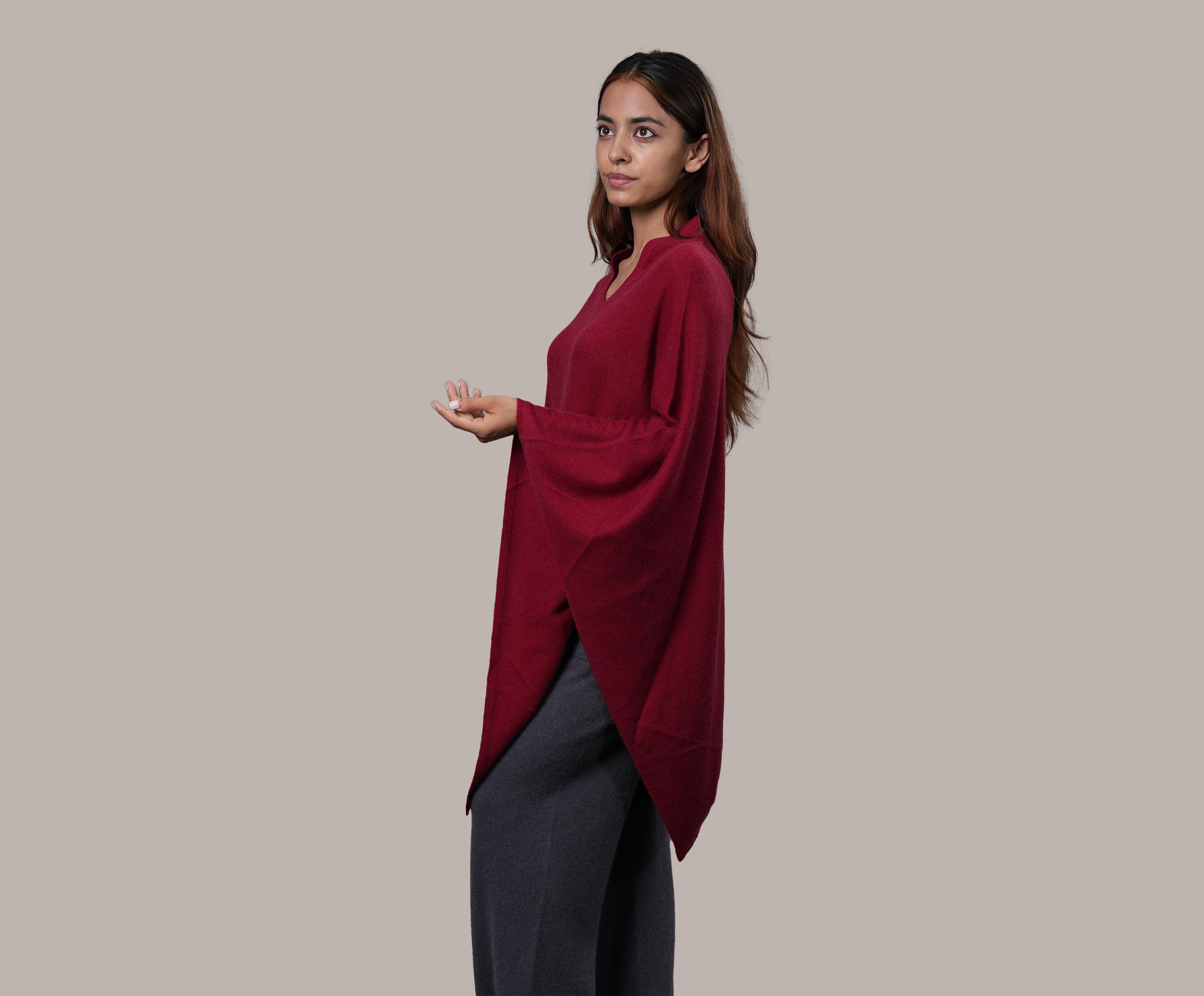 Handwoven Cashmere Plain Poncho